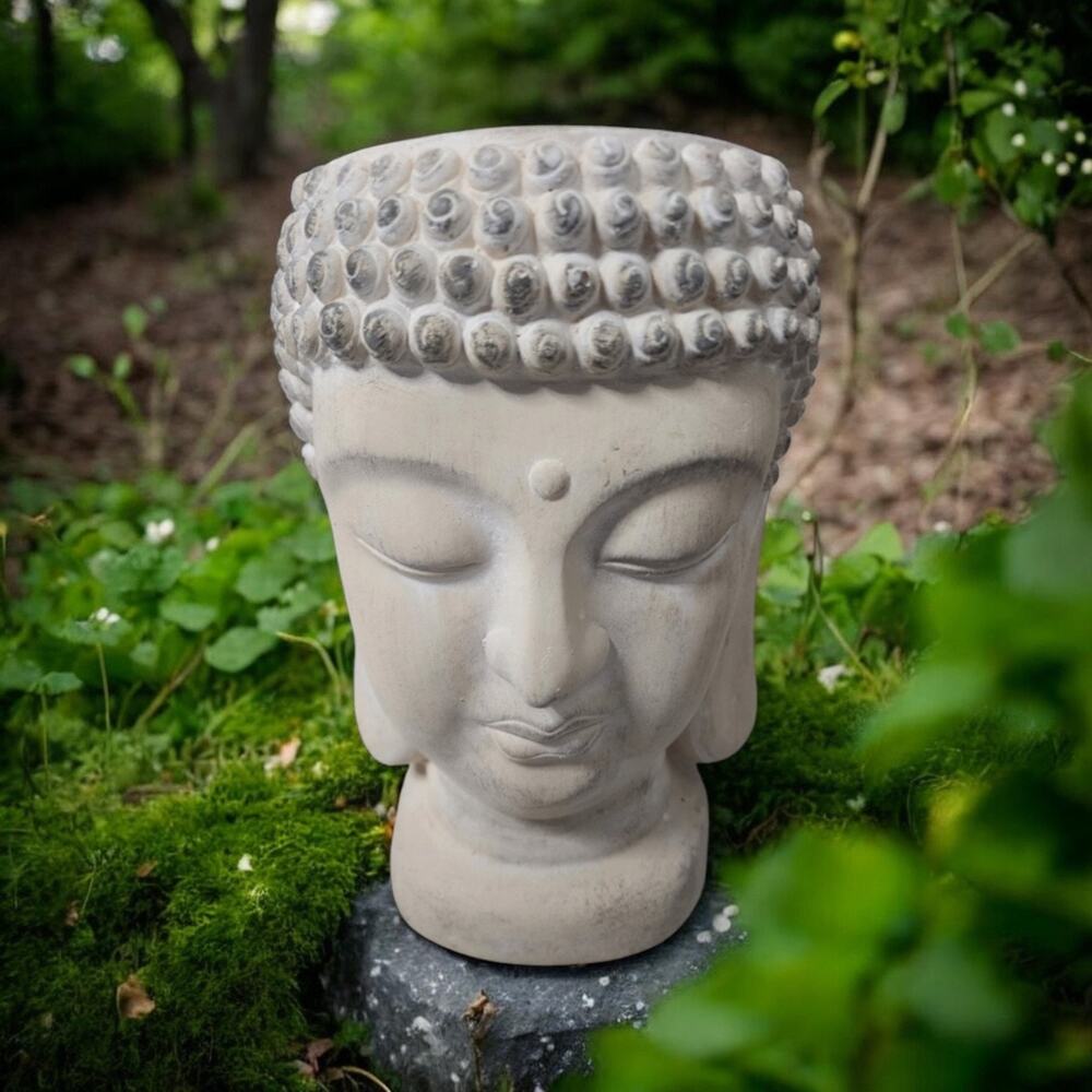 Large Buddha Planter/ Flowers Vase -13”x9” -fiberglass- Stone Look